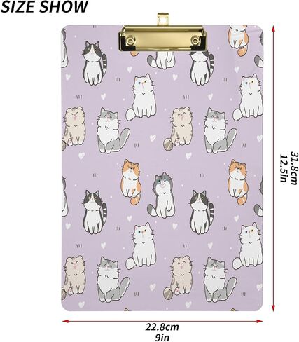 xigua Cute Kitty Cat Clipboard, Fashion Design A4 Letter Size Clipboards with Low Profile Clip for Students,Women,Man and Kids,Cute Clipboard Custom Pattern -12x9In in Saudi Arabia