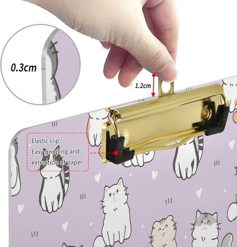 xigua Cute Kitty Cat Clipboard, Fashion Design A4 Letter Size Clipboards with Low Profile Clip for Students,Women,Man and Kids,Cute Clipboard Custom Pattern -12x9In in Saudi Arabia