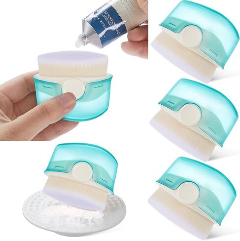 4 Pcs Sunscreen Applicator with 1 Makeup Brush Cleaning Mat Sunblock Sunscreen Applicator with Protective Caps Body Makeup Brush Cosmetics Gifts for Women Face Liquid Facial Cream Sun Lotion in Saudi Arabia