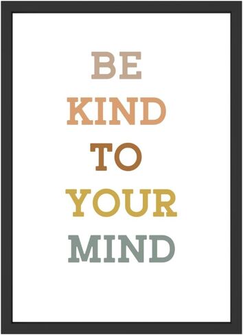 Wowsweet-Be Kind To Your Mind Boho جدار الفن لتعزيز الصحة العقلية في الفصول الدراسية وغرفة اللعب هدايا المعلم ديكور جدار غرفة اللعب، مستشار المدرسة، ديكور مكتب العلاج، بدون إطار (8X10 بوصة) in Kuwait