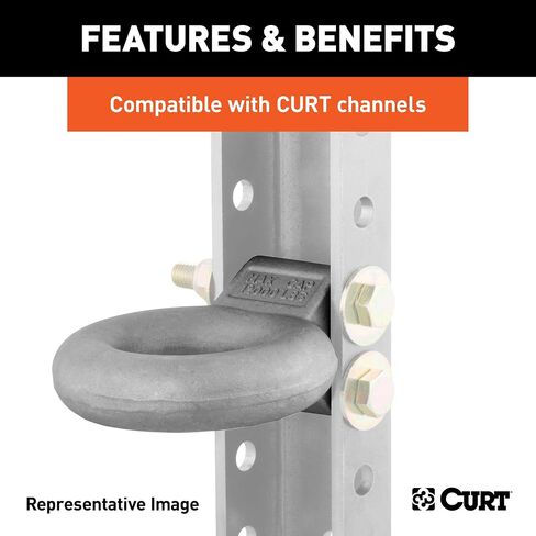 CURT 48601 حلقة وصلة ربط من الفولاذ الأسود مقاس 3 بوصات معرف، 12,000 رطل، مطلوب تركيب القناة، أسود لامع in Saudi Arabia