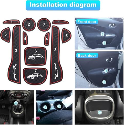 BIXUAN Center Console Liner Door Slot Mat Design for Nissan Juke 2011-2017 2018 2019 Liner Accessories Cup Holder Inserts Non-Slip Mats Door Pocket Liners Inserts Arm Box Storage Pads Juke Accessories in Saudi Arabia
