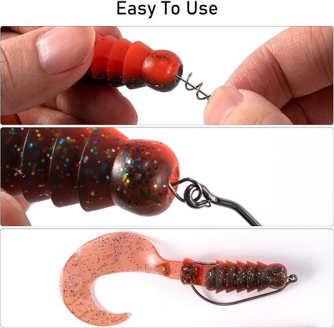 Dr.Fish 100 Pack Swimbait Fishing Hooks for Bass Fishing, Worm Hooks with Centering Pin Spring for Soft Plastic Lure Baits Extra Wide Gap Hooks Texas Carolina Rig Saltwater Freshwater in Saudi Arabia