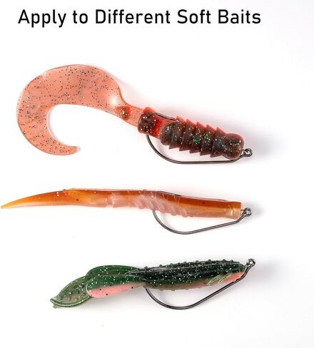 Dr.Fish 100 Pack Swimbait Fishing Hooks for Bass Fishing, Worm Hooks with Centering Pin Spring for Soft Plastic Lure Baits Extra Wide Gap Hooks Texas Carolina Rig Saltwater Freshwater in Saudi Arabia