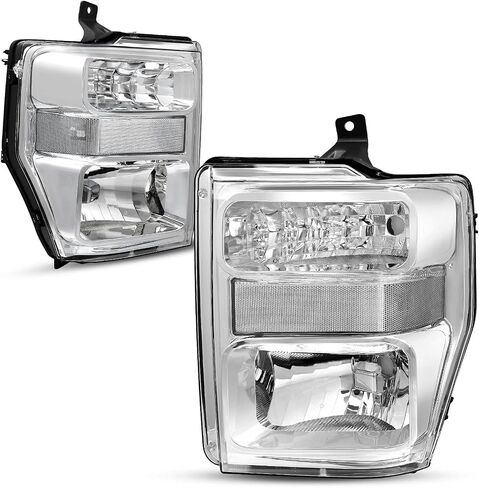 AUTOSAVER88 Headlight Assembly Compatible with 2008-2010 Ford F250 F350 F450 Super Duty Headlamp Chrome Housing Smoke Lens in Saudi Arabia