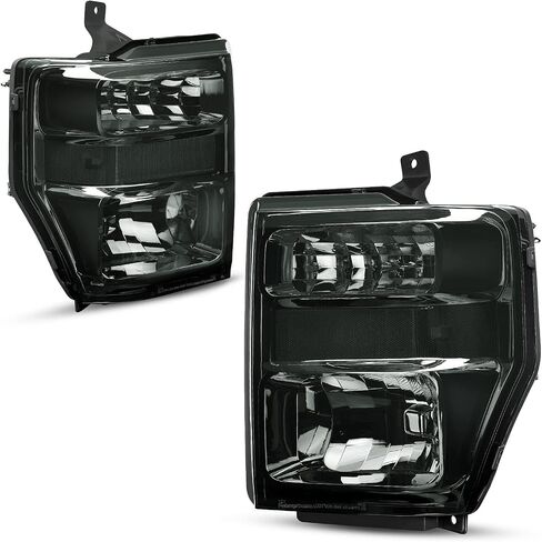 AUTOSAVER88 Headlight Assembly Compatible with 2008-2010 Ford F250 F350 F450 Super Duty Headlamp Chrome Housing Smoke Lens in Saudi Arabia