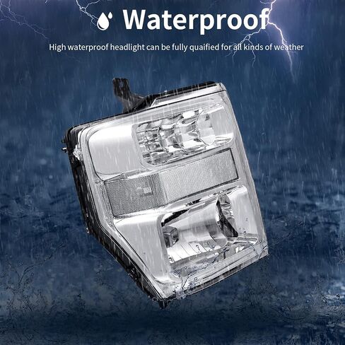 AUTOSAVER88 Headlight Assembly Compatible with 2008-2010 Ford F250 F350 F450 Super Duty Headlamp Chrome Housing Smoke Lens in Saudi Arabia