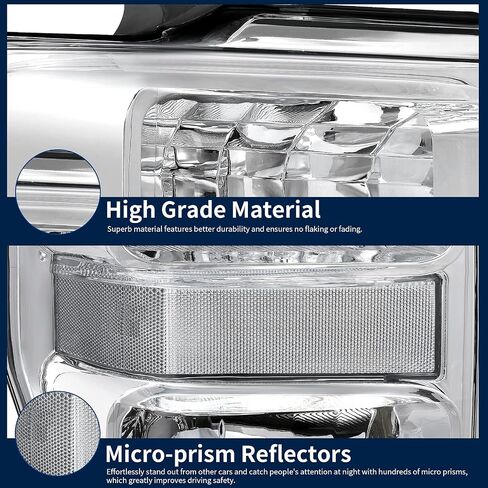 AUTOSAVER88 Headlight Assembly Compatible with 2008-2010 Ford F250 F350 F450 Super Duty Headlamp Chrome Housing Smoke Lens in Saudi Arabia