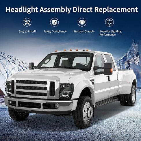 AUTOSAVER88 Headlight Assembly Compatible with 2008-2010 Ford F250 F350 F450 Super Duty Headlamp Chrome Housing Smoke Lens in Saudi Arabia