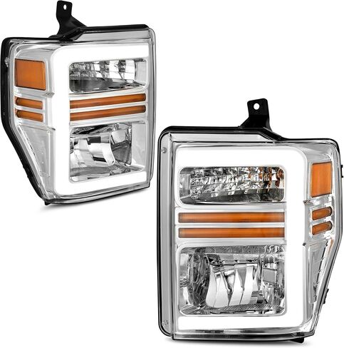 AUTOSAVER88 Headlight Assembly Compatible with 2008-2010 Ford F250 F350 F450 Super Duty Headlamp Chrome Housing Smoke Lens in Saudi Arabia