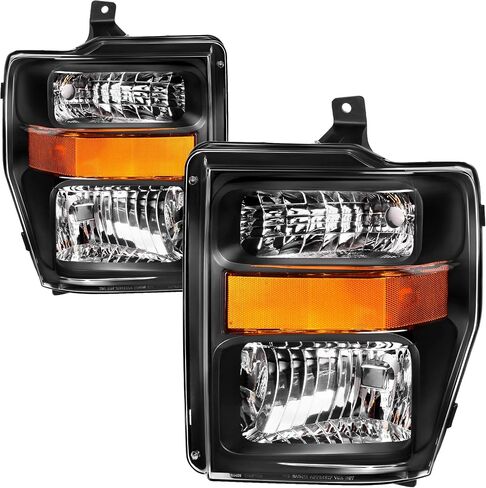 مجموعة مصابيح أمامية AUTOSAVER88 متوافقة مع 2008-2010 Ford F250 F350 F450 Super Duty للمصابيح الأمامية كروم الإسكان عدسات الدخان in Kuwait