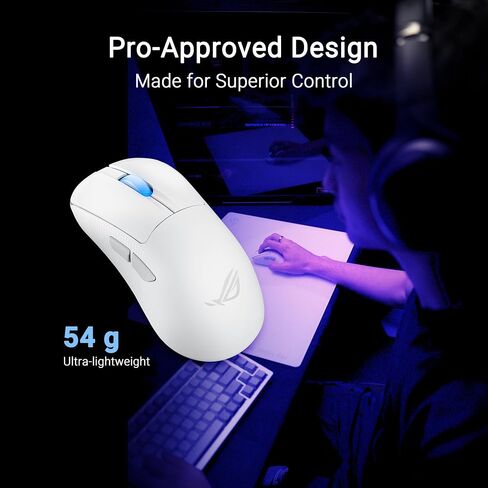 ASUS ROG Keris II Origin Wireless Gaming Mouse – Right-Handed Ergonomic, 65g, Tri-Mode Connectivity, 42K DPI, up to 127Hr Battery, Web-Based Configuration, PC/Mac Support in Saudi Arabia