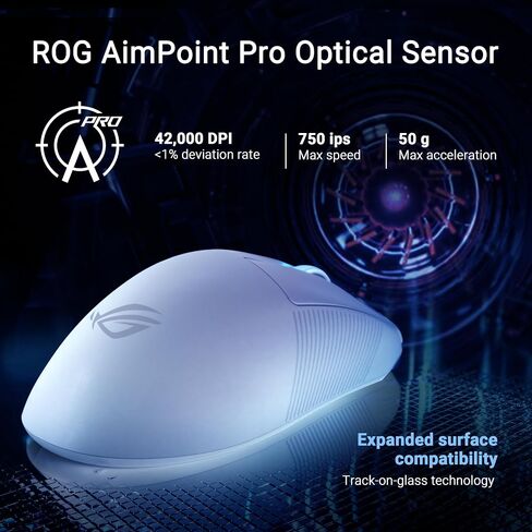 ASUS ROG Keris II Origin Wireless Gaming Mouse – Right-Handed Ergonomic, 65g, Tri-Mode Connectivity, 42K DPI, up to 127Hr Battery, Web-Based Configuration, PC/Mac Support in Saudi Arabia