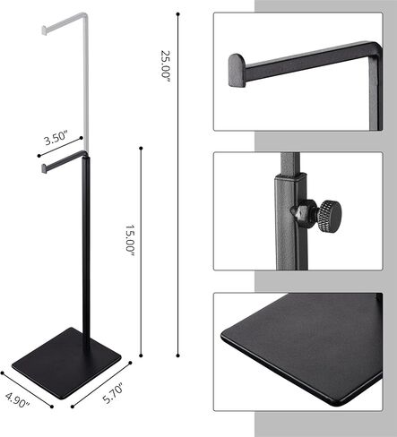 Black Purse Display Stands - Set of 2 Adjustable Height Purse Display Stand - Metal Black Handbag Display Stand Set - Single Hanging Hook Bag Stand in Saudi Arabia