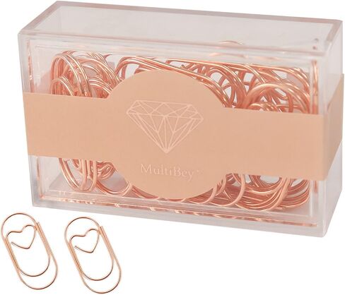 Jumbo Rose Gold Paper Clips Decorative Heart 1.5" Paperclips with Clips Holder for Home, School and Office Supplies 30 Pcs (Heart, Rose Gold) in Saudi Arabia