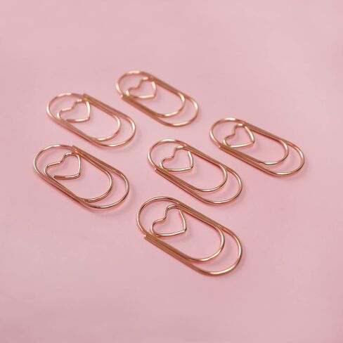 Jumbo Rose Gold Paper Clips Decorative Heart 1.5" Paperclips with Clips Holder for Home, School and Office Supplies 30 Pcs (Heart, Rose Gold) in Saudi Arabia