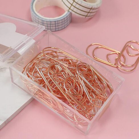 Jumbo Rose Gold Paper Clips Decorative Heart 1.5" Paperclips with Clips Holder for Home, School and Office Supplies 30 Pcs (Heart, Rose Gold) in Saudi Arabia