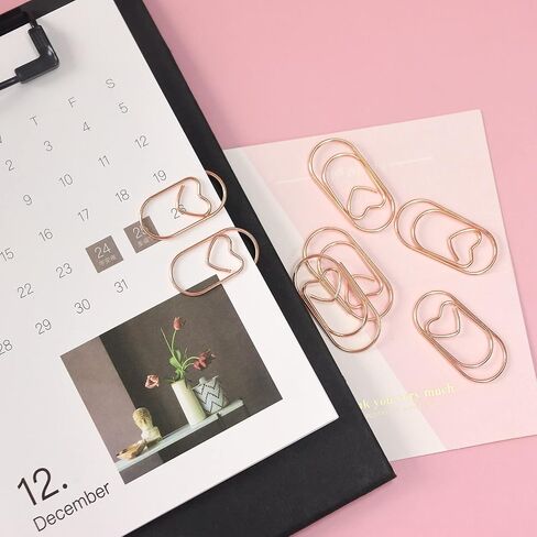 Jumbo Rose Gold Paper Clips Decorative Heart 1.5" Paperclips with Clips Holder for Home, School and Office Supplies 30 Pcs (Heart, Rose Gold) in Saudi Arabia