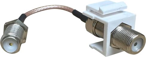 Coax Keystone Jack, Female to Female Pigtail (F-Type) 3GHz RG6 Connector for Wall Plate and Patch Panel, Coax Keystone Jack Insert (1 Pack) in Saudi Arabia