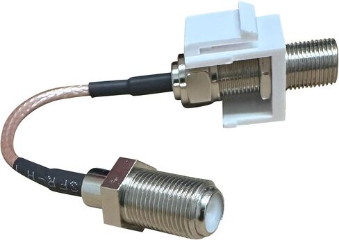 Coax Keystone Jack, Female to Female Pigtail (F-Type) 3GHz RG6 Connector for Wall Plate and Patch Panel, Coax Keystone Jack Insert (1 Pack) in Saudi Arabia