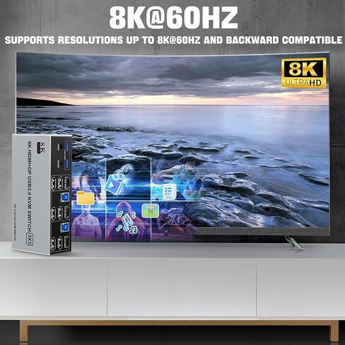 USB 3.0 HDMI KVM Switch شاشات مزدوجة 4 أجهزة كمبيوتر، يدعم EDID، 4K @ 60 هرتز KVM Switch HDMI 2 شاشة 4 أجهزة كمبيوتر مع ميكروفون صوتي و3 منافذ USB 3.0، مفتاح شاشة HDMI مزدوج 4 منافذ لـ 4 أجهزة كمبيوتر in Kuwait