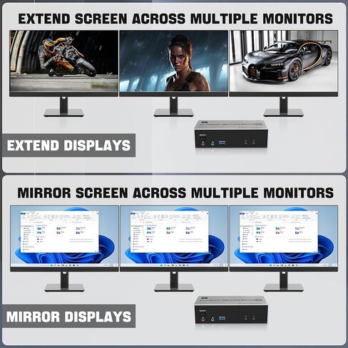 USB 3.0 HDMI KVM Switch شاشات مزدوجة 4 أجهزة كمبيوتر، يدعم EDID، 4K @ 60 هرتز KVM Switch HDMI 2 شاشة 4 أجهزة كمبيوتر مع ميكروفون صوتي و3 منافذ USB 3.0، مفتاح شاشة HDMI مزدوج 4 منافذ لـ 4 أجهزة كمبيوتر in Kuwait