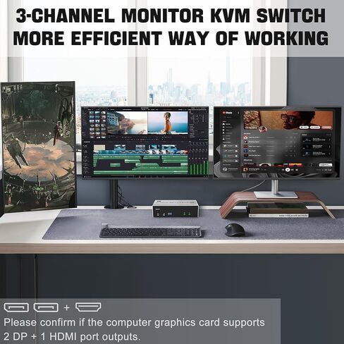 USB 3.0 HDMI KVM Switch شاشات مزدوجة 4 أجهزة كمبيوتر، يدعم EDID، 4K @ 60 هرتز KVM Switch HDMI 2 شاشة 4 أجهزة كمبيوتر مع ميكروفون صوتي و3 منافذ USB 3.0، مفتاح شاشة HDMI مزدوج 4 منافذ لـ 4 أجهزة كمبيوتر in Kuwait