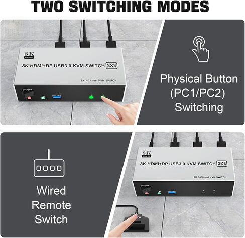 USB 3.0 HDMI KVM Switch شاشات مزدوجة 4 أجهزة كمبيوتر، يدعم EDID، 4K @ 60 هرتز KVM Switch HDMI 2 شاشة 4 أجهزة كمبيوتر مع ميكروفون صوتي و3 منافذ USB 3.0، مفتاح شاشة HDMI مزدوج 4 منافذ لـ 4 أجهزة كمبيوتر in Kuwait