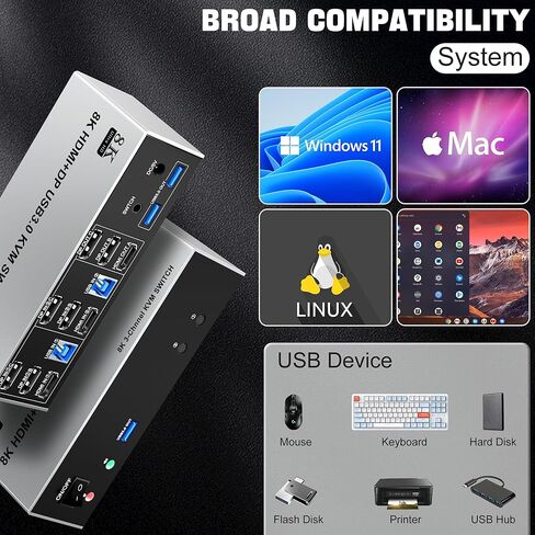 USB 3.0 HDMI KVM Switch شاشات مزدوجة 4 أجهزة كمبيوتر، يدعم EDID، 4K @ 60 هرتز KVM Switch HDMI 2 شاشة 4 أجهزة كمبيوتر مع ميكروفون صوتي و3 منافذ USB 3.0، مفتاح شاشة HDMI مزدوج 4 منافذ لـ 4 أجهزة كمبيوتر in Kuwait