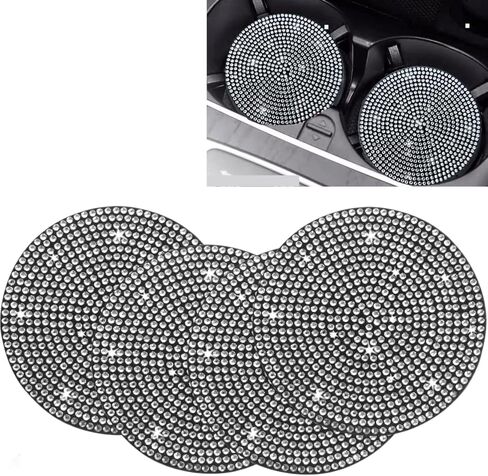 4 قطع من قواعد أكواب السيارة العالمية، 2.76 بوصة من الكريستال اللامع حامل أكواب المشروبات، ملحقات داخلية للسيارة لشاحنة سيارات الدفع الرباعي، سيارة لامعة للنساء، الحفلات، أعياد الميلاد (بلينغ) in Kuwait