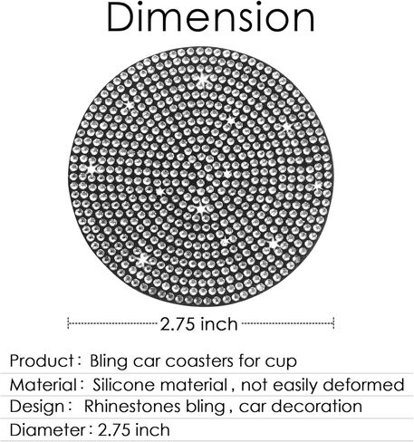 4 قطع من قواعد أكواب السيارة العالمية، 2.76 بوصة من الكريستال اللامع حامل أكواب المشروبات، ملحقات داخلية للسيارة لشاحنة سيارات الدفع الرباعي، سيارة لامعة للنساء، الحفلات، أعياد الميلاد (بلينغ) in Kuwait