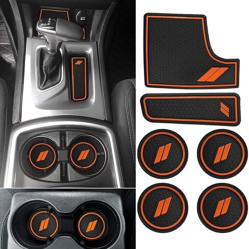 Auovo Anti-Dust Mats and Trims for Charger Accessories 2015-2023 6PCS Car Cup Holder Coasters Insert Center Console and 3 PCS Aluminum Alloy Air Conditioner Volume Radio Knob Cover Decal(red) in Saudi Arabia