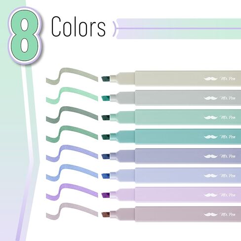 Mr. Pen- Aesthetic Highlighters, 8 pcs, Chisel Tip, Pastel Colors, Cute Highlighters Assorted Colors, Bible Highlighters and Pens No Bleed, No Bleed Highlighters for Bible Pages No Bleed in Saudi Arabia