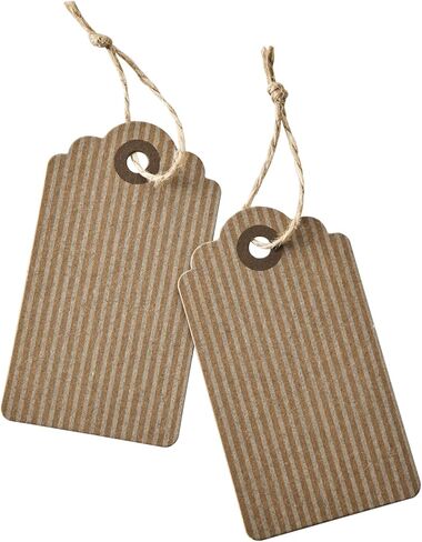 100 قطعة من بطاقات الهدايا الورقية البنية مقاس 3.5 × 2 بوصة مع سلسلة من SUNCOLOR in Kuwait