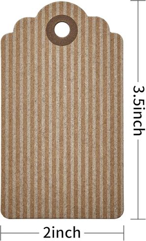 100 قطعة من بطاقات الهدايا الورقية البنية مقاس 3.5 × 2 بوصة مع سلسلة من SUNCOLOR in Kuwait