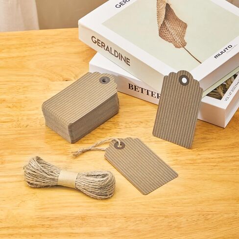 100 قطعة من بطاقات الهدايا الورقية البنية مقاس 3.5 × 2 بوصة مع سلسلة من SUNCOLOR in Kuwait