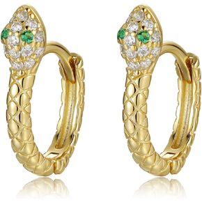 Presentski Snake Hoop Earrings for Women Tiny Huggie Earrings Gold Plated Snake Sterling Silver Hoop Earrings for Girls