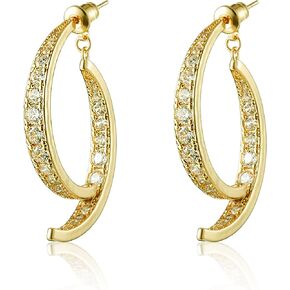 Sonateomber Gold Chunky Croissant Open Hoop Earrings for Women - Statement Thick Huggie Earrings Sterling Silver Post Hypoallergenic Jewelry Gift