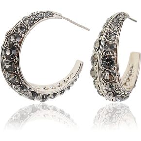Sonateomber Gold Chunky Croissant Open Hoop Earrings for Women - Statement Thick Huggie Earrings Sterling Silver Post Hypoallergenic Jewelry Gift