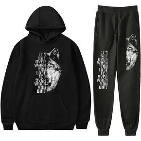 NHUHEQ Men's Sweatsuits Sets Novelty Wolf 3d Hoodie Jogging Suit Plush Two-piece Set Unisex Sports Suit