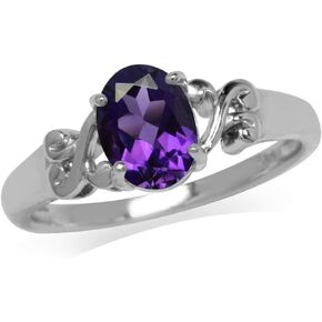 Silvershake Birthstone Gemstone White Gold Plated 925 Sterling Silver Victorian Style Solitaire Promise or Engagement Ring Jewelry for Women