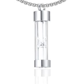 PEAS Fashion Stainless Steel Glass Urn Pendant Memorial Keepsake Ashes Necklace