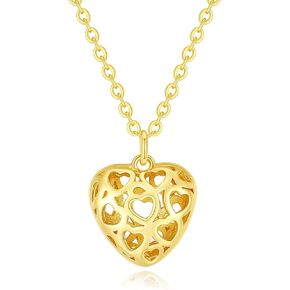 Fiklon Dainty Silver Heart Necklaces for Women Cute Hollow Ball Pendant Sparkly Necklace Love Jewelry for Girls Birthday Gifts for Her