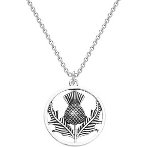 CENWA Scottish Thistle Pendant Necklace Thistle Jewelry Sassenach Scottish Gift