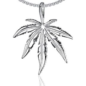 Xusamss Punk Rock Stainless Steel Leaf Pendant Charm Necklace,22inches Box Chain