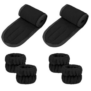 ACO-UINT 6Pcs Spa Headbands and Wrist Washband Set, Headband for Washing Face Towel Wristbands Make Up Headbands, Face Cloths for Washing Face Skincare Headbands for Women