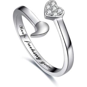 925 Sterling Silver Ring Keep Going Semicolon Ring Inspirational Gifts for Women