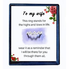 TO MY WIFE HIGHS AND LOWS INSPIRATIONAL RING AAA CZ Stone Sterling Silver