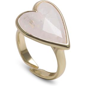 Natural Gemstone Ring, Heart Shape Genuine Crystal Quartz Amethyst Amazonite Rose Quartz Rings for Women, 14K Gold Plated Adjustable Crystal Rings. in Kuwait
