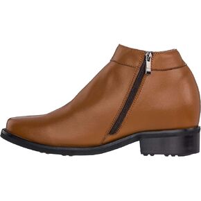 Calden Men's Invisible Height Increasing Elevator Shoes - Black Premium Leather Faux Fur Inner Lining Formal Zipper Boots - 3.2 Inches Taller - K50658